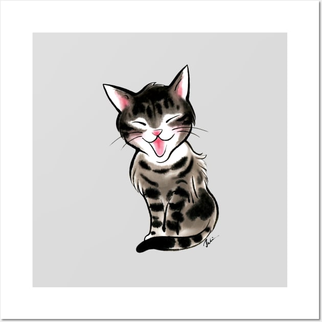 Laughing little tabby cat Wall Art by juliewu